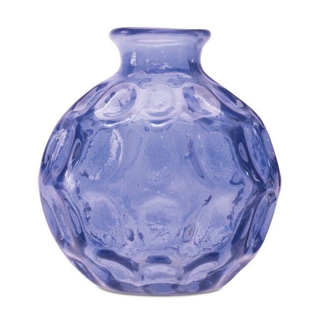 Blue Bubble Glass Bud Vase (Set of 2), BLUE, alternate image number 1