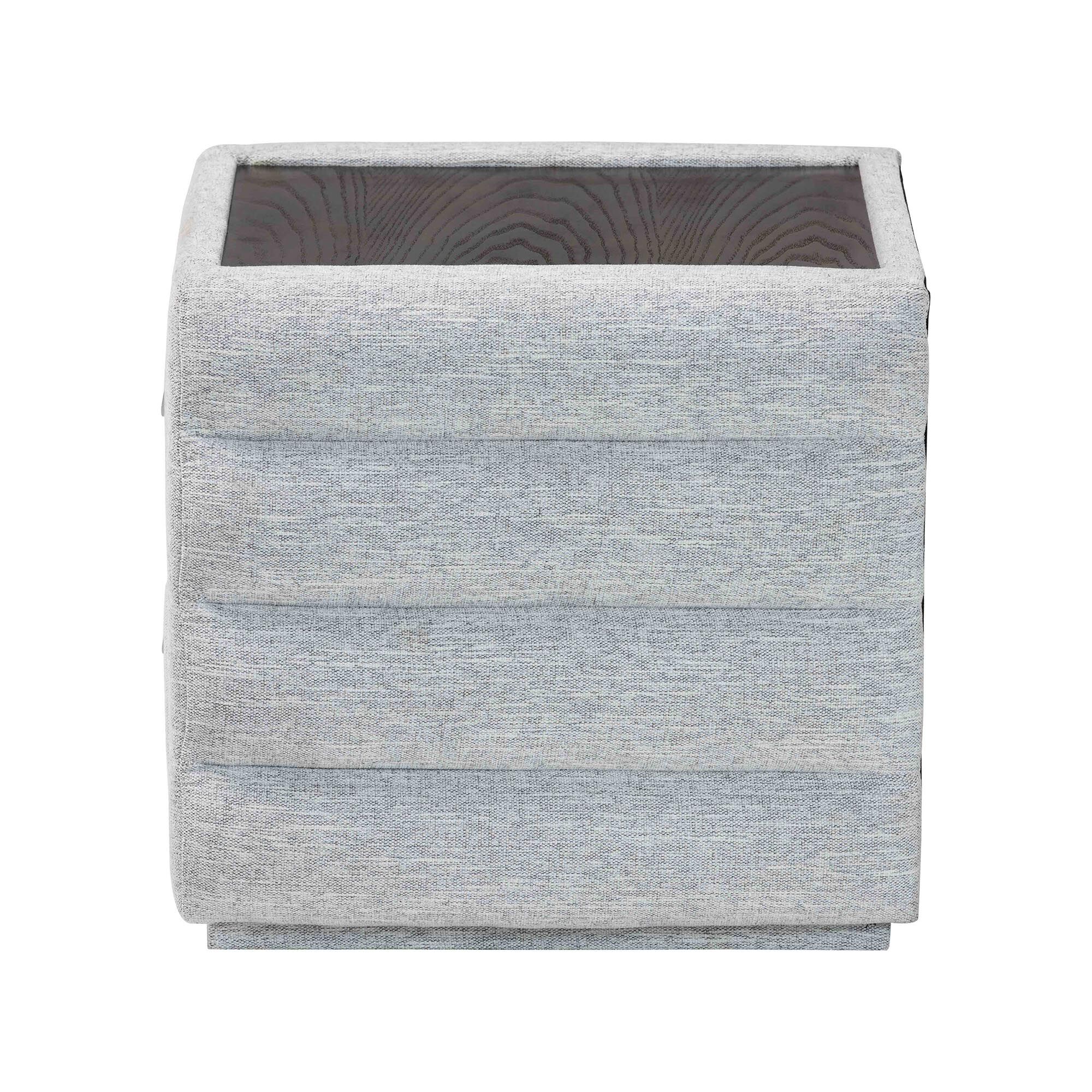 Cadmus Modern Light Grey Channel-Tufted Fabric 2-Drawer Nightstand, GREY, alternate image number 4