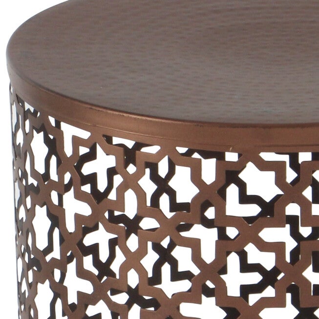 Set of 3 Brown Metal Industrial Accent Table, 20 inches, 18 inches, 16 inches, , alternate image number null