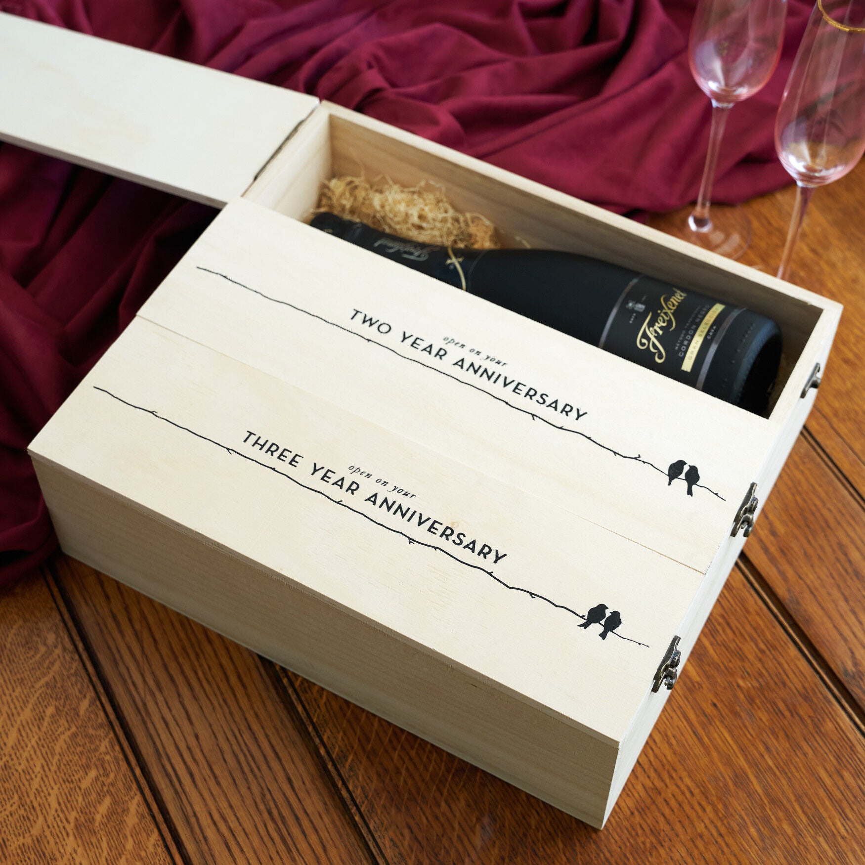 Newlywed'S Anniversary Wooden Wine Box, , alternate image number 2