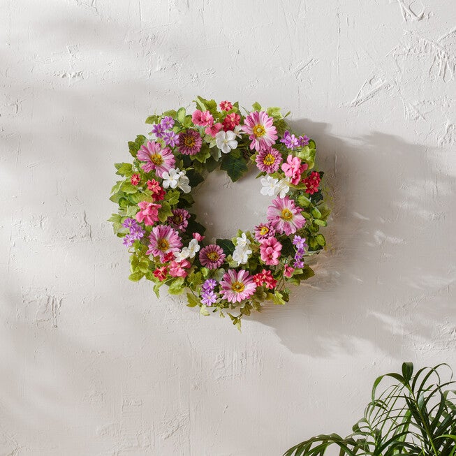 Mixed Floral Wreath 24.5 inchesD Polyester, , on-hover image number 1
