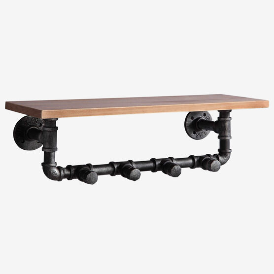 Allentown Shelf Piping with Clothes Hooks, BLACK, hi-res image number null