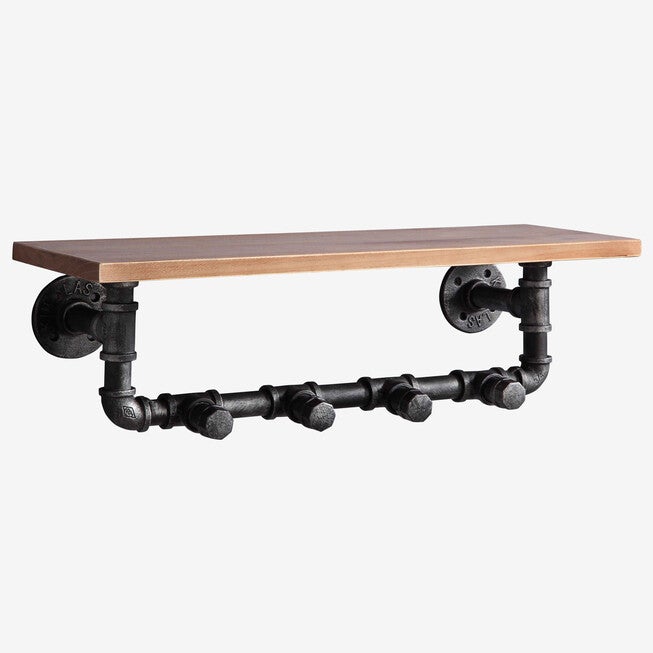 Allentown Shelf Piping with Clothes Hooks, BLACK, hi-res image number 0