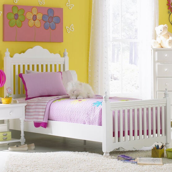 Twin Bed with Side Rails, 82½'Lx42'Wx52½'H, WHITE Twin Bed with Side Rails, 82½'Lx42'Wx52½'H, WHITE