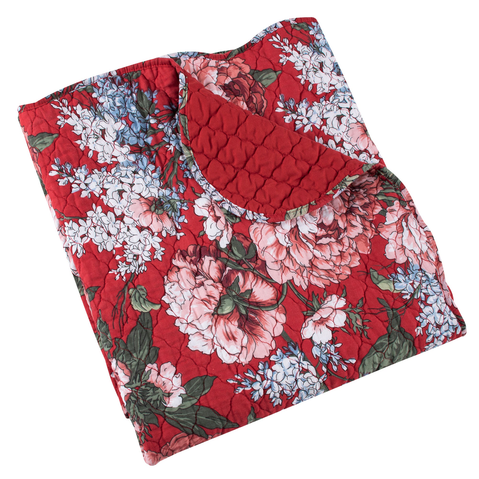 Millie Classic Floral Quilted Throw Blanket, GARNET, alternate image number 3