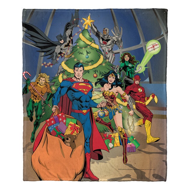 Wb Dc Justice League Holiday Team Work Silk Touch Throw, , on-hover image number null