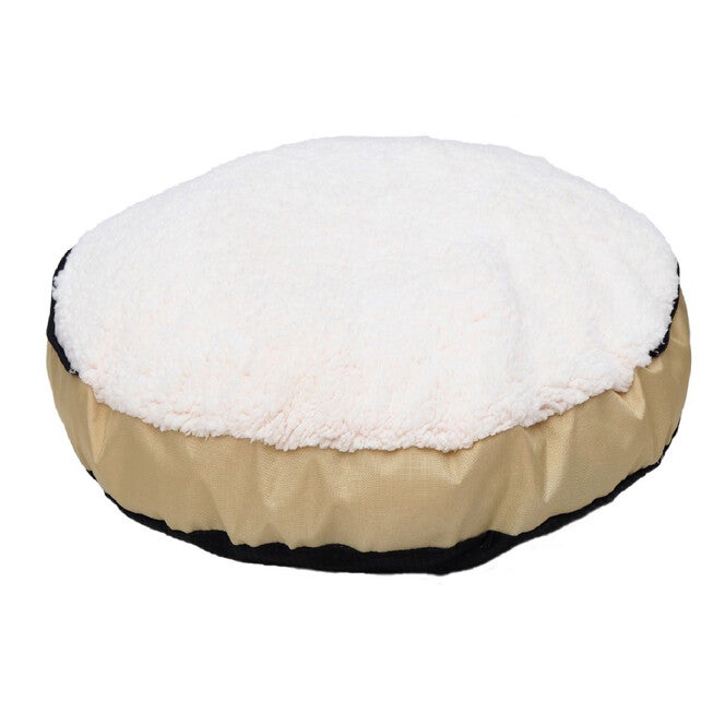 Happycare Tex Durable Oxford to Sherpa Pet Cave and Round Pet Bed, 25 inches, with Removable top and Insert, Khaki, , alternate image number null