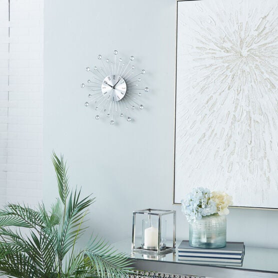Silver Glam Metal Wall Clock, , alternate image number null