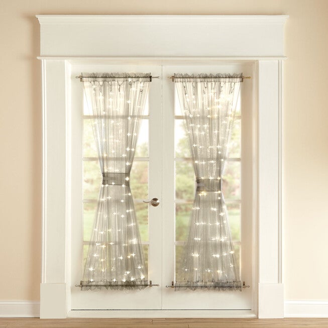 72 inches Pre-Lit Door Panel with Tiebacks, GRAY, hi-res image number null