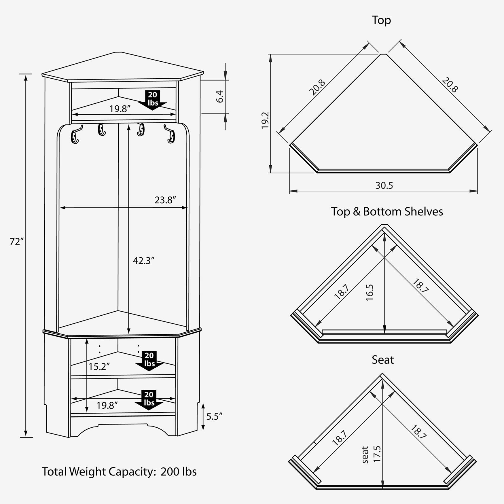 Simple Simple Corner Hall Tree, White Brylane Home