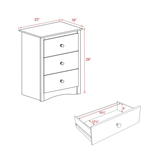 Sonoma 3-Drawer Tall Nightstand, Black, , alternate image number null