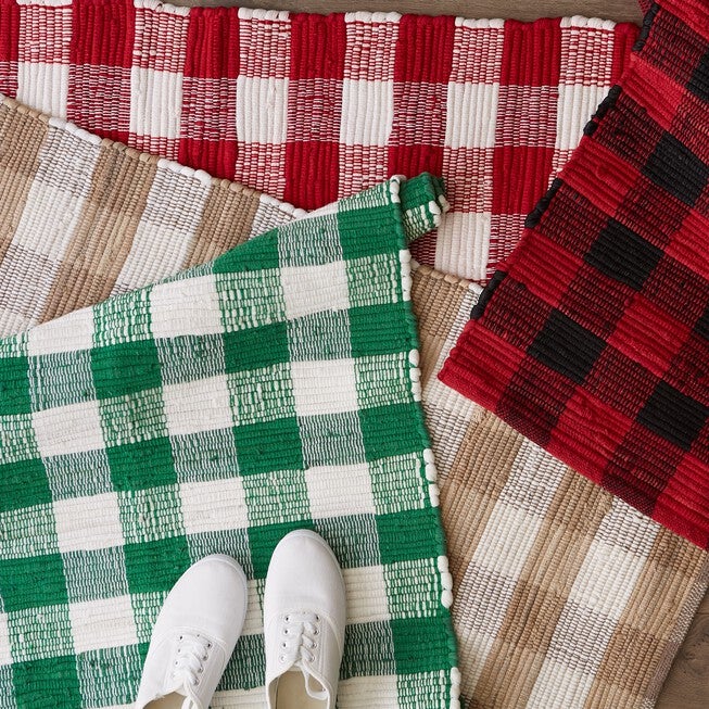 Red & White Buffalo Check Rag Rug 26X40, , alternate image number null