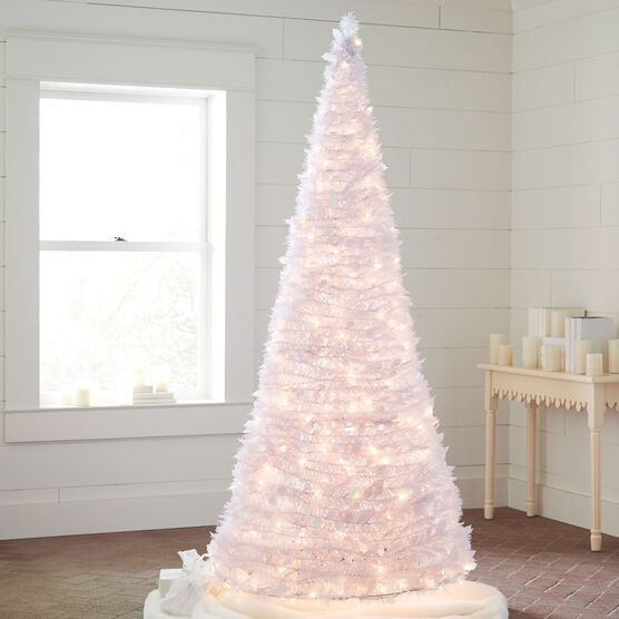 7½-Ft. White Pre-Lit Pop-Up Trees , 7½-Ft. White Pre-Lit Pop-Up Trees ,