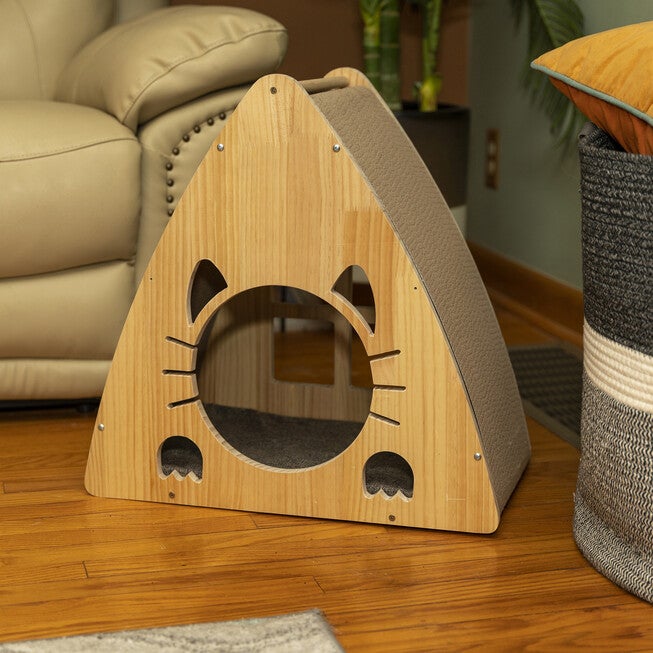 Armarkat Real Wood Medium Triangular Natural Solid Wood Cat Condo S2106 Cat House, , alternate image number 4