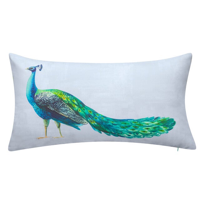 Indoor & Outdoor Dramatic Peacock Lumbar Decorative Pillow, SKY MULTI, hi-res image number 0