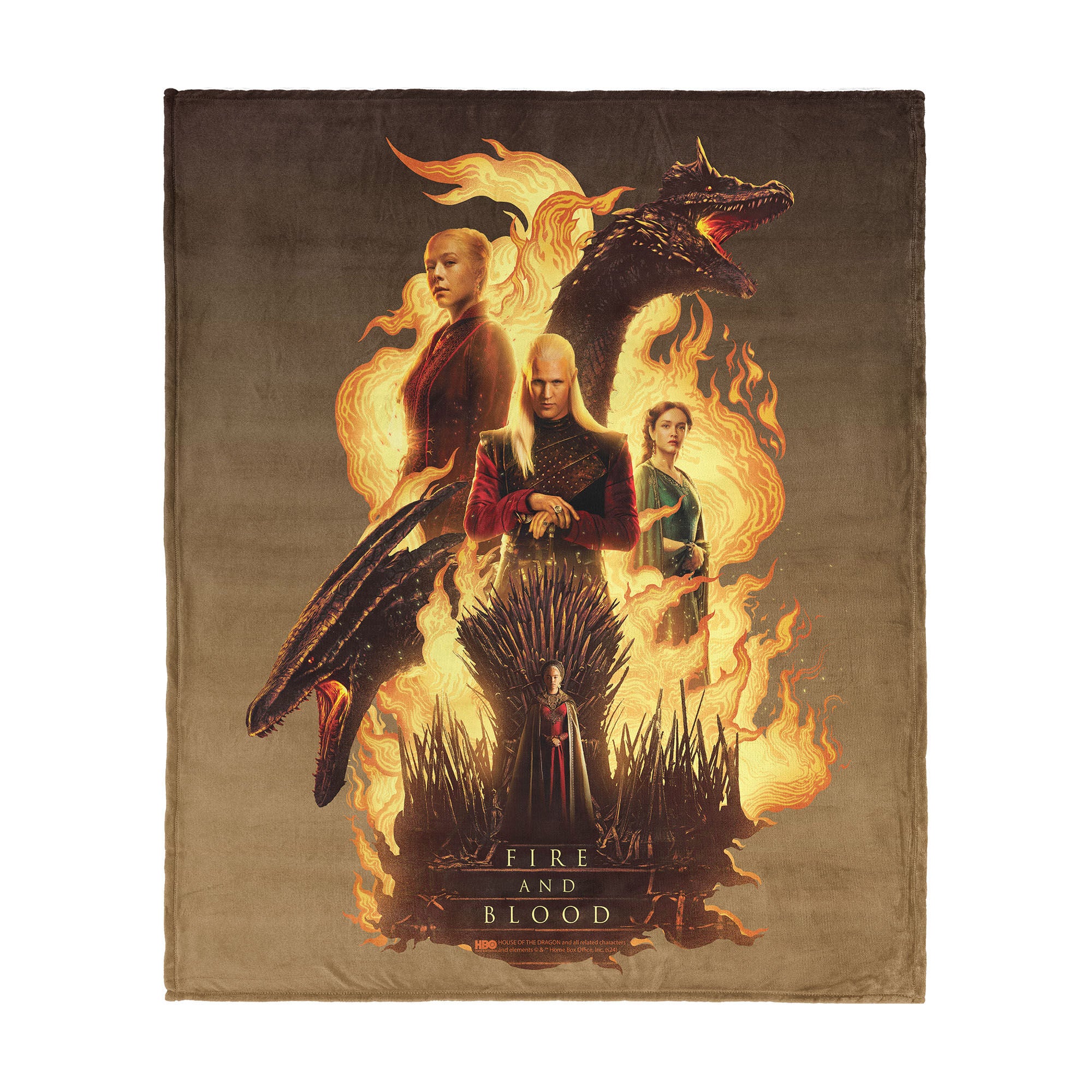 Warner Bros. House of the Dragon Fire and Blood Reigns Silk Touch Throw Blanket 50x60 Inches, YELLOW, hi-res image number null