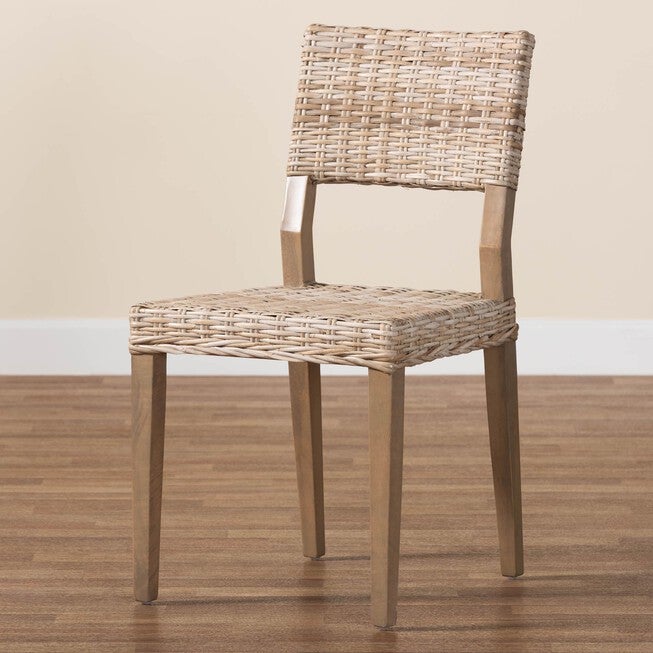 Barossa Bohemian Grey Kubu Rattan And Mahogany Wood Dining Chair, , alternate image number null