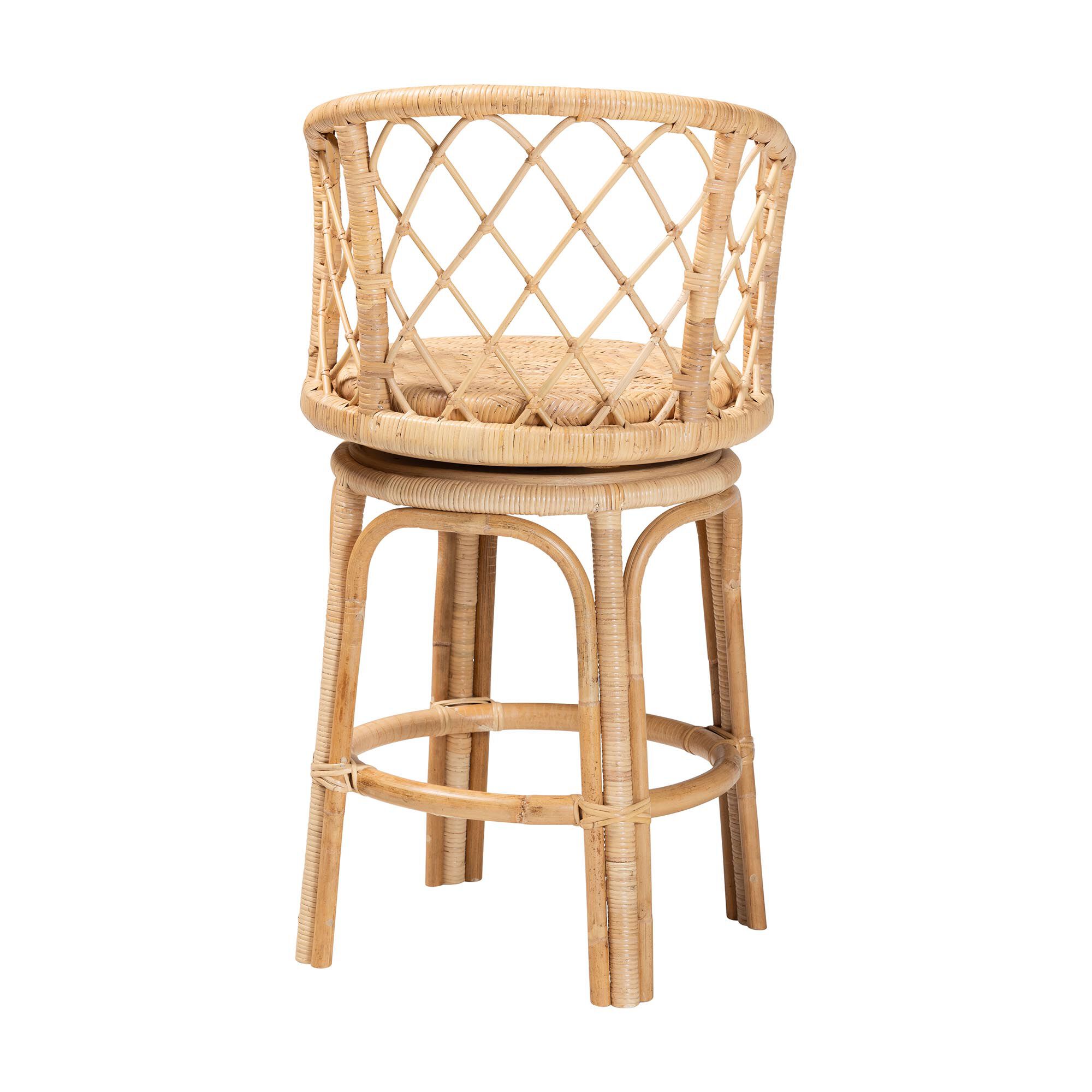 Ayu Bohemian Light Honey Rattan Swivel Counter Stool, NATURAL, alternate image number 4