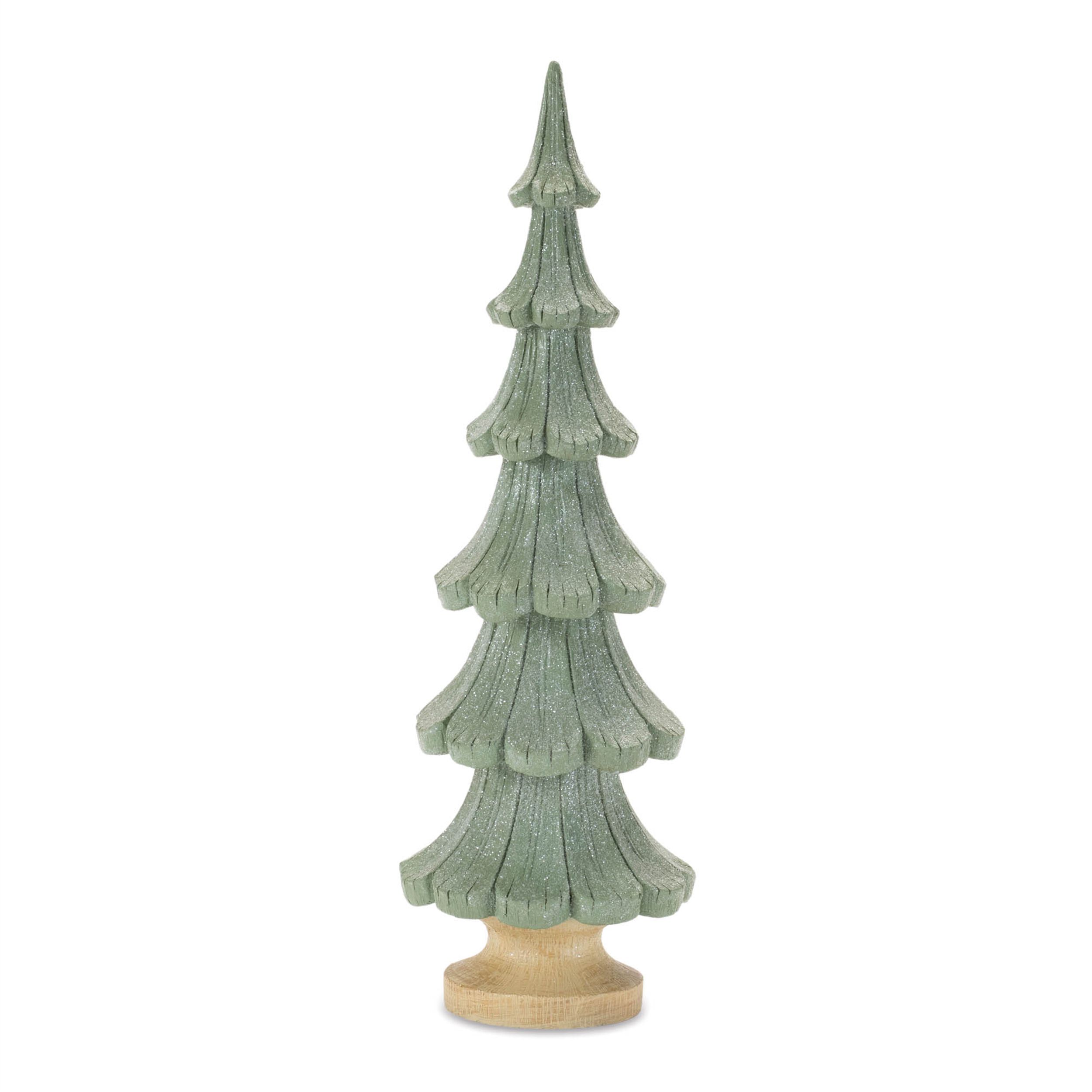 Glittered Pine Tree (Set of 3), GREEN BEIGE, alternate image number 3