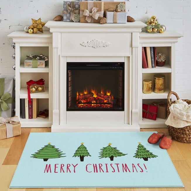 Christmas Trees Light Blue Kitchen Rug, , alternate image number 5