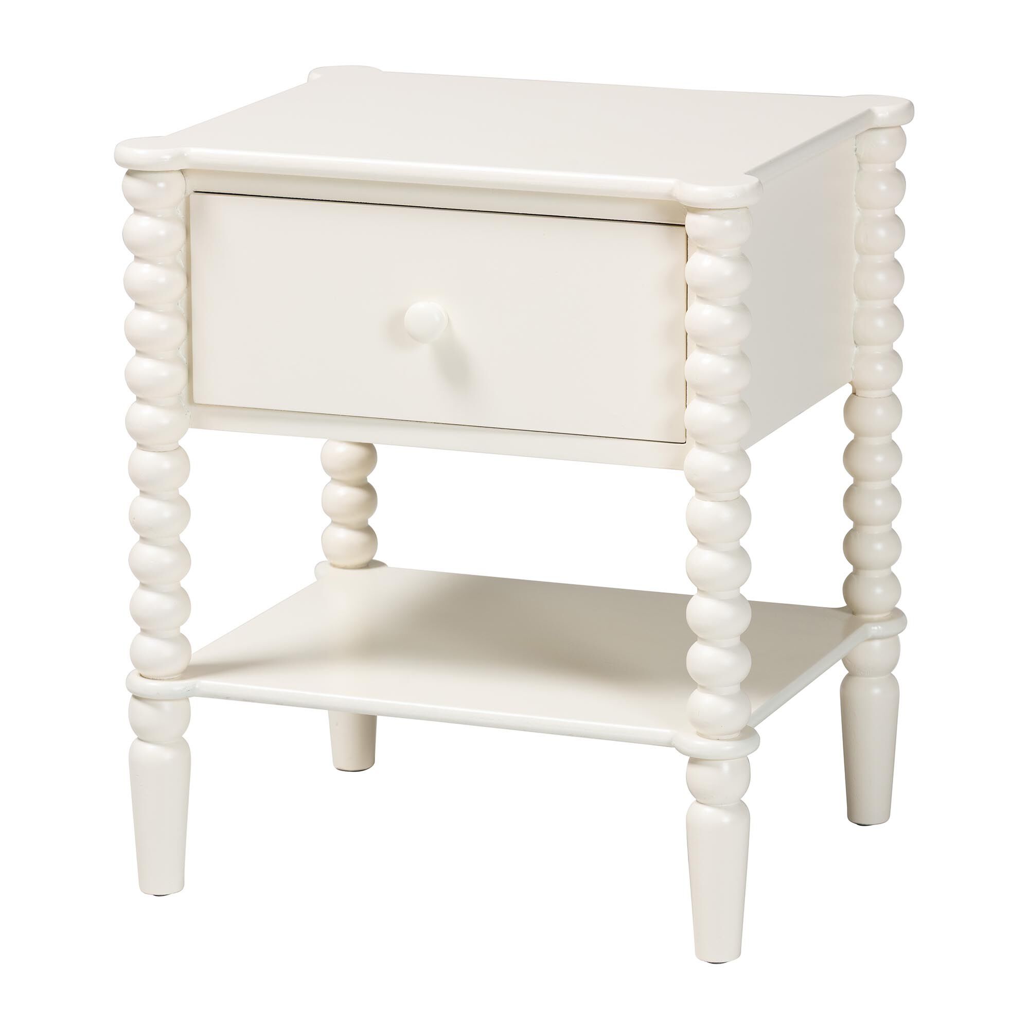 Rimona End Table with Bobbin Legs, WHITE, alternate image number 1