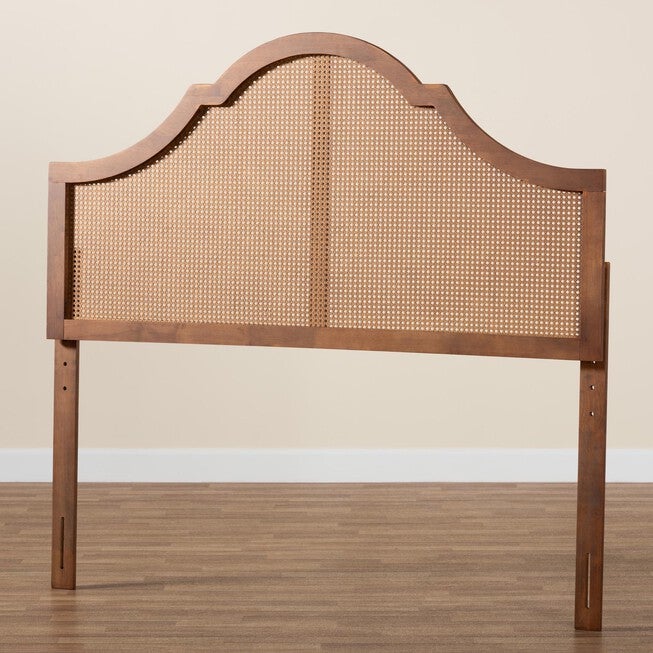 Camila Classic And Traditional Grey Fabric And Walnut Brown Finished Wood King Size Headboard, , alternate image number null