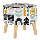 Helsinki Block Round Ottoman with Splayed Legs, LAVENDER MULTI, hi-res image number null
