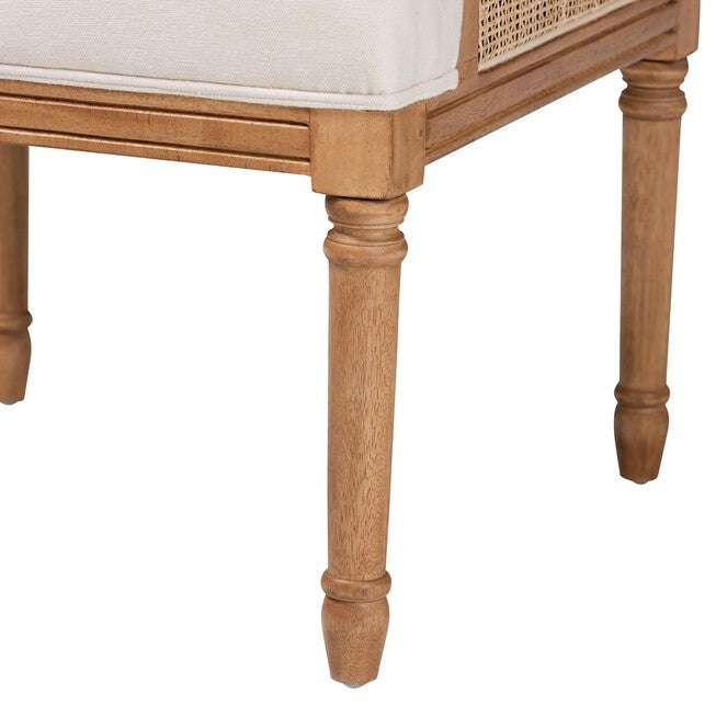 Rachana Traditional French Beige Fabric And Honey Oak Finished Wood Accent Chair, , alternate image number null
