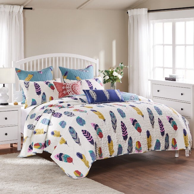 Dream Catcher Bonus Quilt Set , TEAL, hi-res image number 0