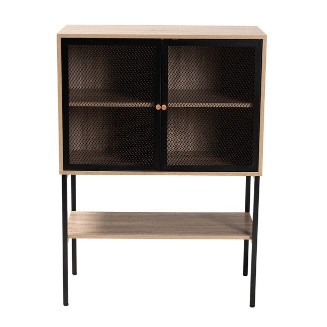 Asher Modern Industrial Natural Brown Finished Wood And Black Metal 2-Door Sideboard, , alternate image number 2