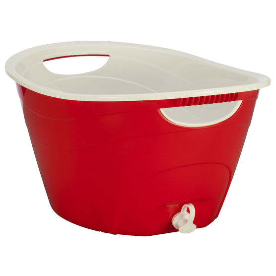 Double Walled Party Tub with Drain Plug, FIRE RED, hi-res image number null