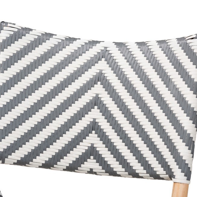 Shai Modern French Grey And White Weaving And Natural Rattan Bistro Chair, , alternate image number 4