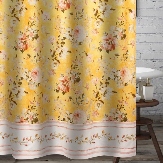 Finley Yellow Bath Shower Curtain, YELLOW, hi-res image number null