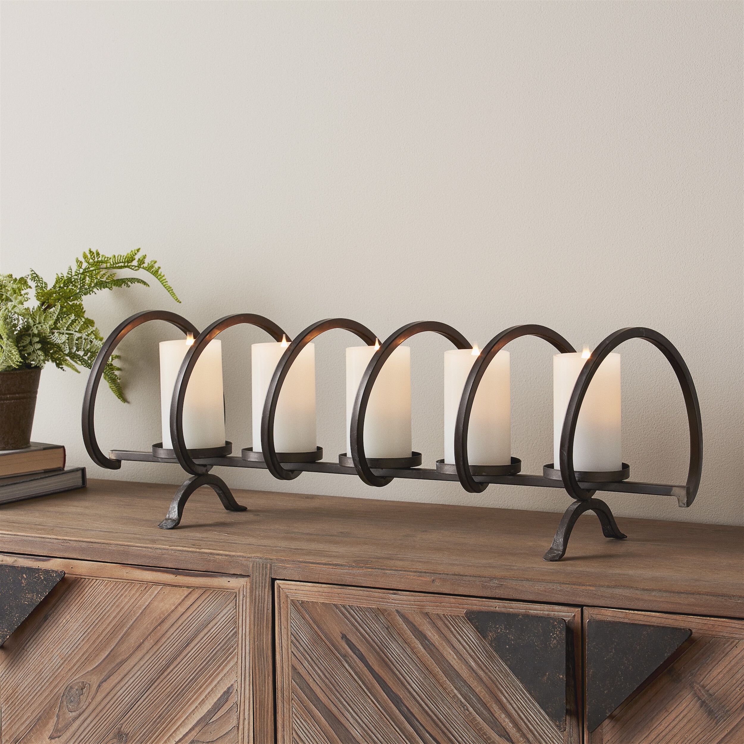 Votive Holder 31 inchesW x 9.75 inchesH Iron, BLACK, alternate image number 1