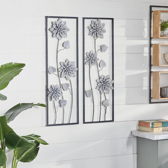 Set Of 2 Grey Metal Contemporary Wall Decor, , alternate image number null