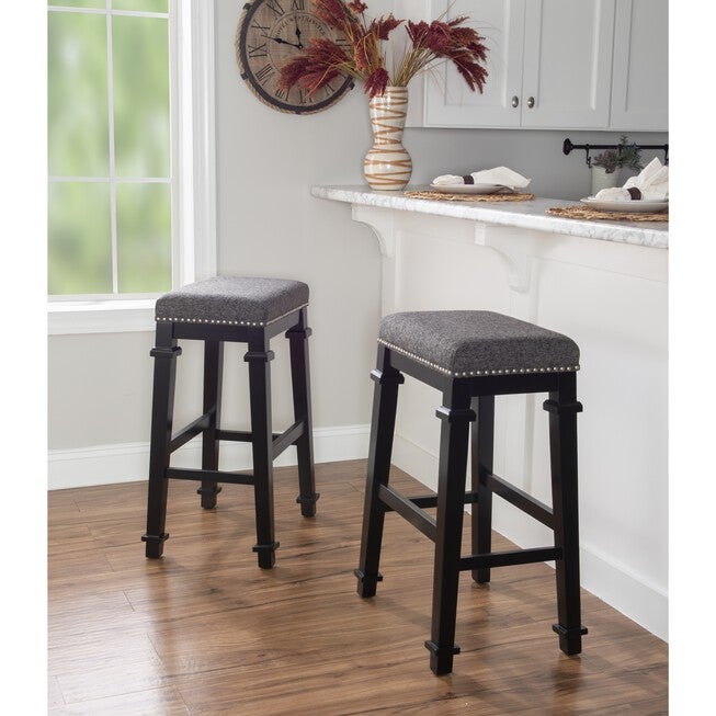 Kennedy Black Tweed Backless Bar Stool Backless Stools, , alternate image number null