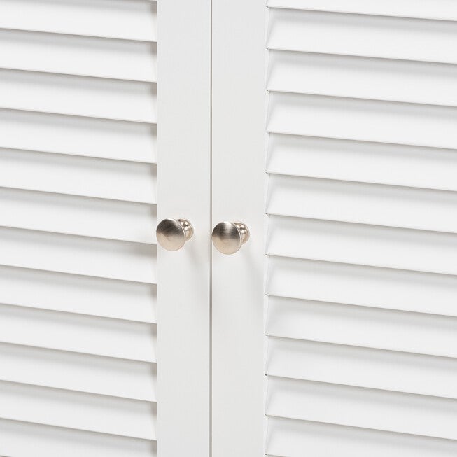 Rivera Modern And Contemporary White Finished Wood And Silver Metal 2-Door Bathroom Storage Cabinet, , alternate image number 4