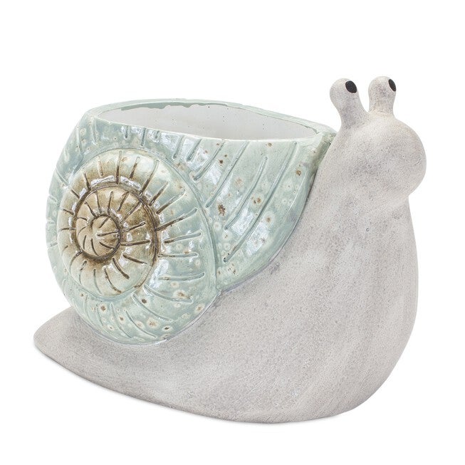 Snail Planter (Set of 2) 8.25 inchesL x 6.5 inchesH, 7.25 inchesL x 7 inchesH Terra Cotta, BLUE/GREY, alternate image number null