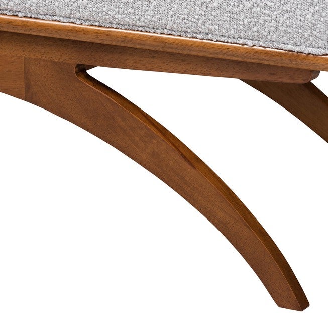 Orella Japandi Cream Boucle Fabric And Walnut Brown Finished Wood Bench, , alternate image number null