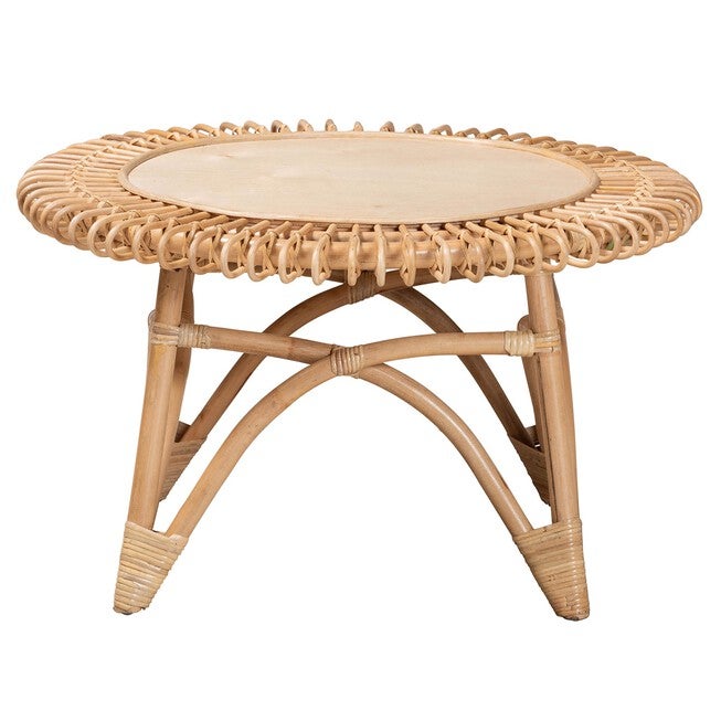 Elani Modern Bohemian Natural Rattan Coffee Table, , on-hover image number null
