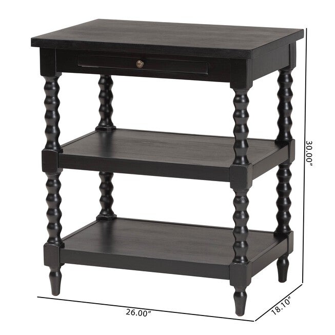 Imogene Retro-Modern Black Wood End Table, , alternate image number null