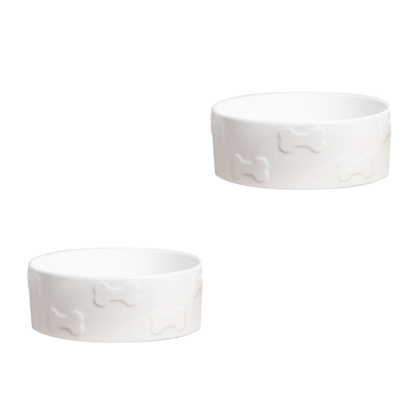 Set Of Two Manor White Small Pet Dog Cat Bowls, WHITE, hi-res image number 0