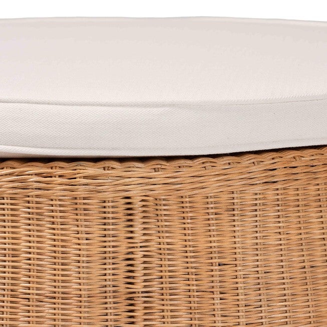 Palm Scallop Natural Rattan Ottoman, 32 inches Round, LIGHT HONEY, alternate image number null