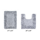 Shaggy Border Bath Rug Mat, 2 Pc Set (17" X 24" | 20" X 20"), SILVER, hi-res image number null
