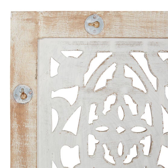 Cream Traditional Floral Mango Wood Wall Décor, , on-hover image number null