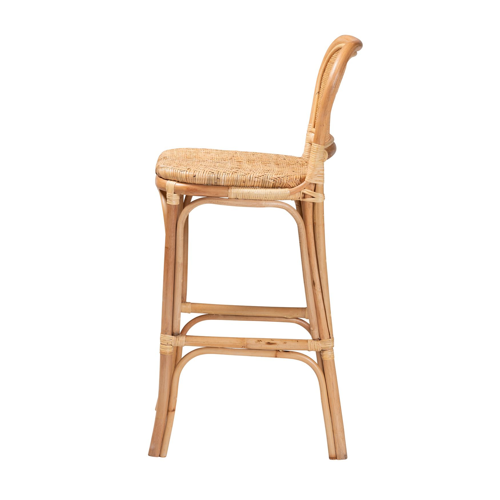 Adrena Modern Bohemian Natural Brown Rattan Bar Stool, , alternate image number 8