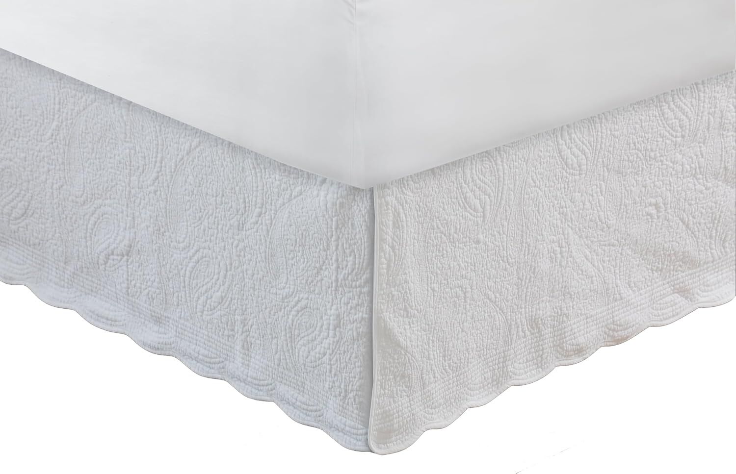 Paisley Quilted Bedskirt, IVORY, alternate image number 3