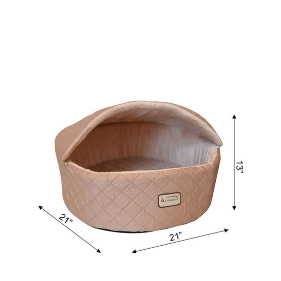 Cuddle Cave Cat Bed With Detachable & Collasible Zipper Top, Medium, Light Apricot, , alternate image number null