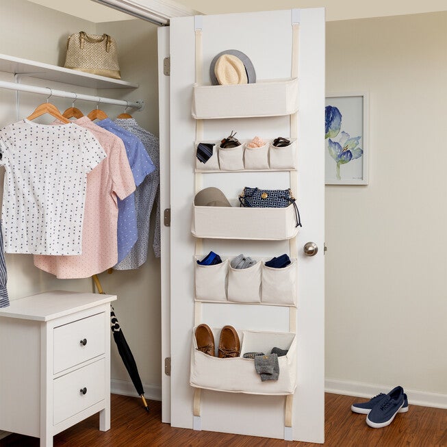 10-Pocket Over-the-Door Organizer, BEIGE, hi-res image number null