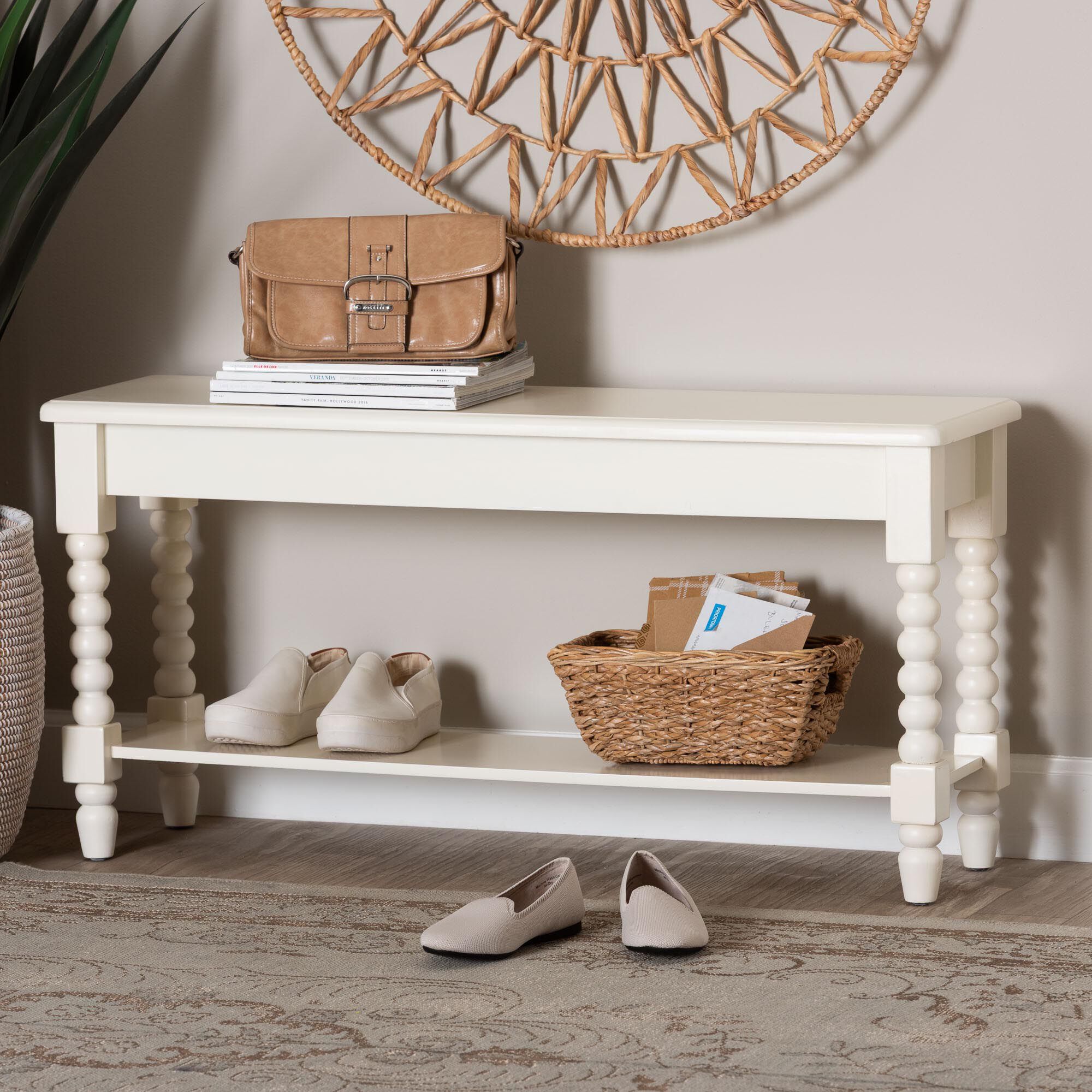 Bayard Accent Bench with Bobbin Legs, WHITE, alternate image number 6